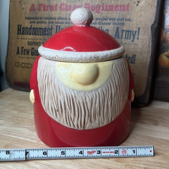 New santa Gnome Cookie Jar Lid Canister Container Red 8.5” - Picture 11 of 15